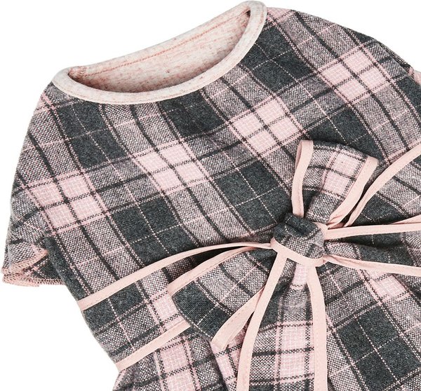 Show full view: Dogs & Cats & Co. Lolita Fashion Inspired Plaid Tie Waist Dog Dress, Pink, 10-in slide 6 of 7