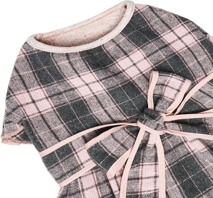 Show full view: Dogs & Cats & Co. Lolita Fashion Inspired Plaid Tie Waist Dog Dress, Pink, 10-in slide 6 of 7