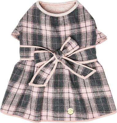 Show full view: Dogs & Cats & Co. Lolita Fashion Inspired Plaid Tie Waist Dog Dress, Pink, 10-in slide 4 of 7