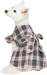 Dogs & Cats & Co. Lolita Fashion Inspired Plaid Tie Waist Dog Dress, Pink, 12-in