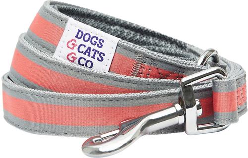 Show full view: Dogs & Cats & Co. Multi-Functional with Duo Closure Polyester Dog Leash, Grey/Coral, Small: 5-ft long, 5/8-in wide slide 1 of 6