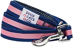 Dogs & Cats & Co. Multi-Functional with Duo Closure Polyester Dog Leash, Navy/Pink, Small: 5-ft long, 5/8-in wide