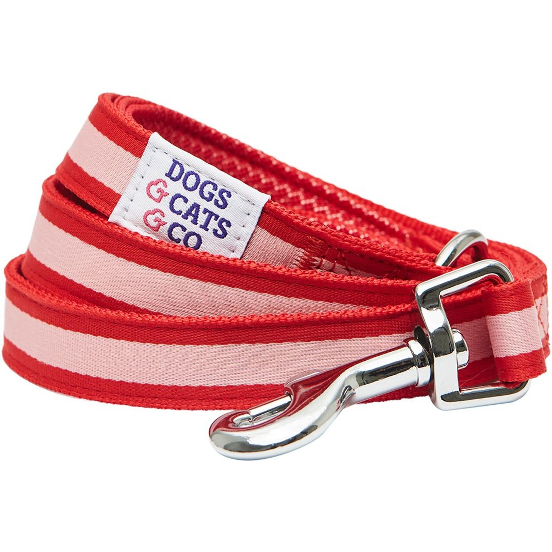 Dogs & Cats & Co. Multi-Functional with Duo Closure Polyester Dog Leash, Red/Pink, Medium: 5-ft long, 3/4-in wide