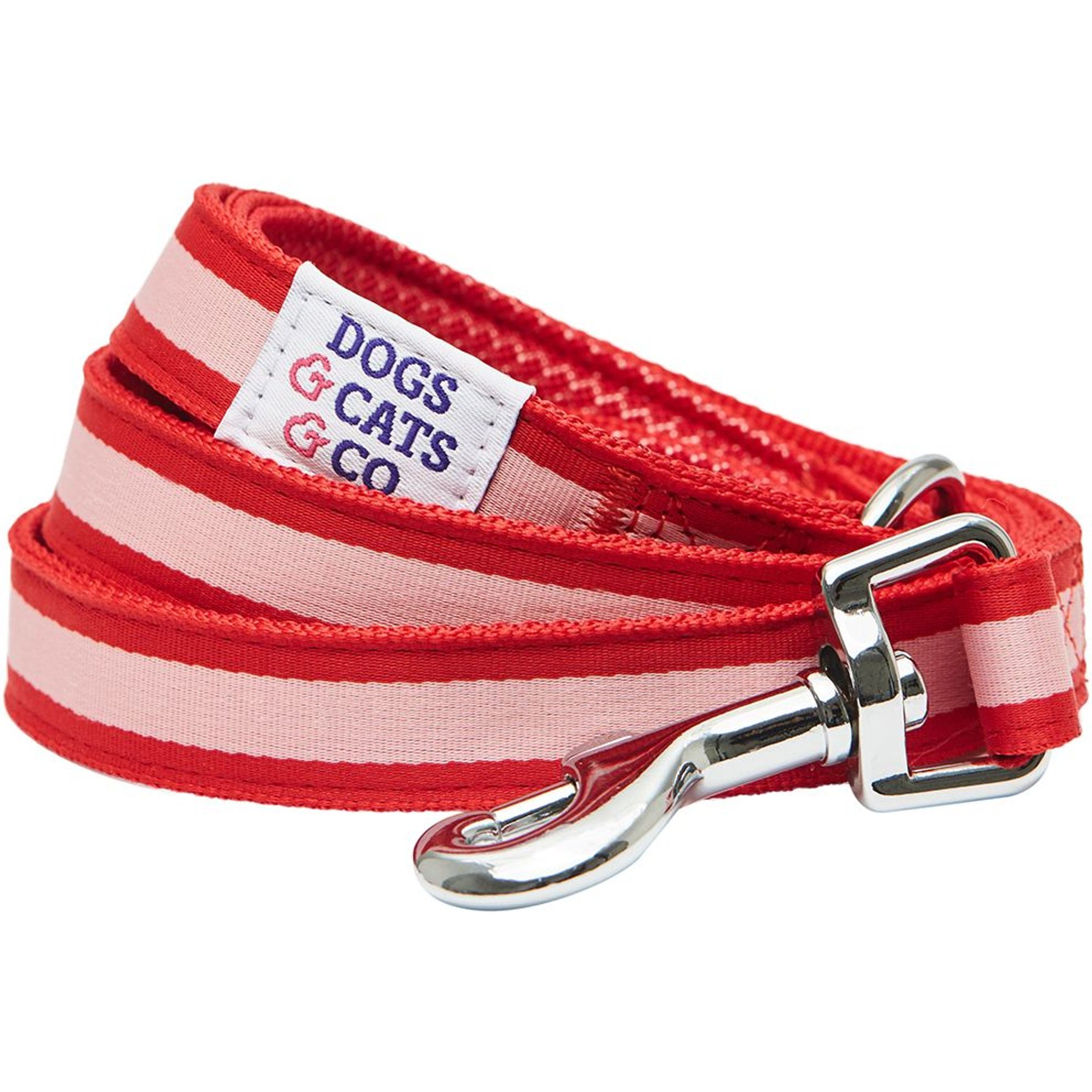 Dogs & Cats & Co. Multi-Functional with Duo Closure Polyester Dog Leash, Red/Pink, Small: 5-ft long, 5/8-in wide