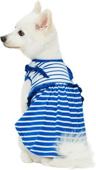 Dogs & Cats & Co. Peter Pan Collar Denim Stripes Dog Tank Dress, Blue, 14-in