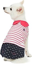 Dogs & Cats & Co. Peter Pan Collar Denim Stripes Dog Tank Dress, Pink, 10-in