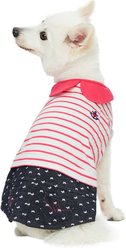 Dogs & Cats & Co. Peter Pan Collar Denim Stripes Dog Tank Dress, Pink, 20-in