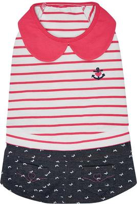 Show full view: Dogs & Cats & Co. Peter Pan Collar Denim Stripes Dog Tank Dress, Pink, 20-in slide 4 of 7