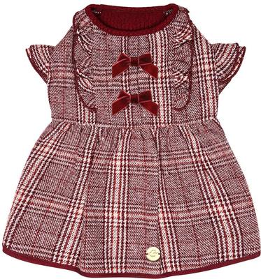 Show full view: Dogs & Cats & Co. Plaid with Velvet Bowties Dog Dress, Burgundy Red, 10-in slide 4 of 8