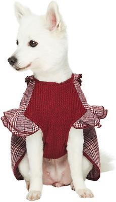 Show full view: Dogs & Cats & Co. Plaid with Velvet Bowties Dog Dress, Burgundy Red, 16-in slide 3 of 8