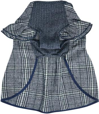 Show full view: Dogs & Cats & Co. Plaid with Velvet Bowties Dog Dress, Navy Blue, 10-in slide 5 of 8