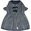 Show in main carousel: Dogs & Cats & Co. Plaid with Velvet Bowties Dog Dress, Navy Blue, 10-in slide 4 of 8