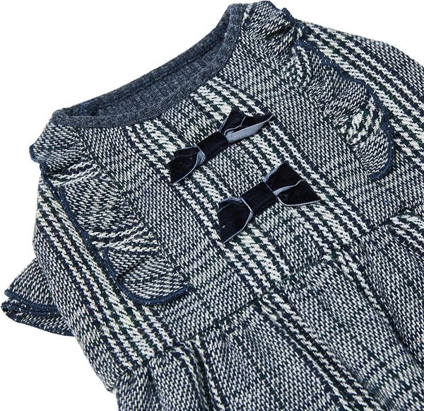 Show full view: Dogs & Cats & Co. Plaid with Velvet Bowties Dog Dress, Navy Blue, 10-in slide 6 of 8
