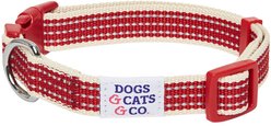 Dogs & Cats & Co. Polyester 3M Reflective Safety Dog Collar, Burgundy Red, Small: 16-in neck, 5/8-in wide