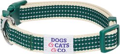 Dogs & Cats & Co. Polyester 3M Reflective Safety Dog Collar, Dark Green, Small: 16-in neck, 5/8-in wide