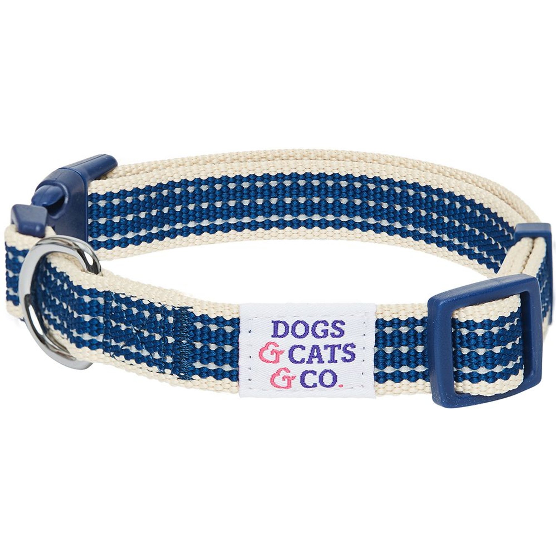 Dogs & Cats & Co. Polyester 3M Reflective Safety Dog Collar, Navy Blue, Small: 16-in neck, 5/8-in wide