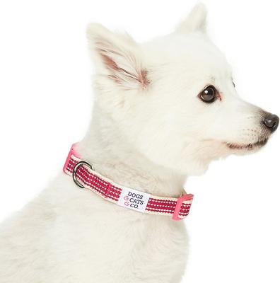 Show full view: Dogs & Cats & Co. Polyester 3M Reflective Safety Dog Collar, Rosy Pink, Small: 16-in neck, 5/8-in wide slide 4 of 7