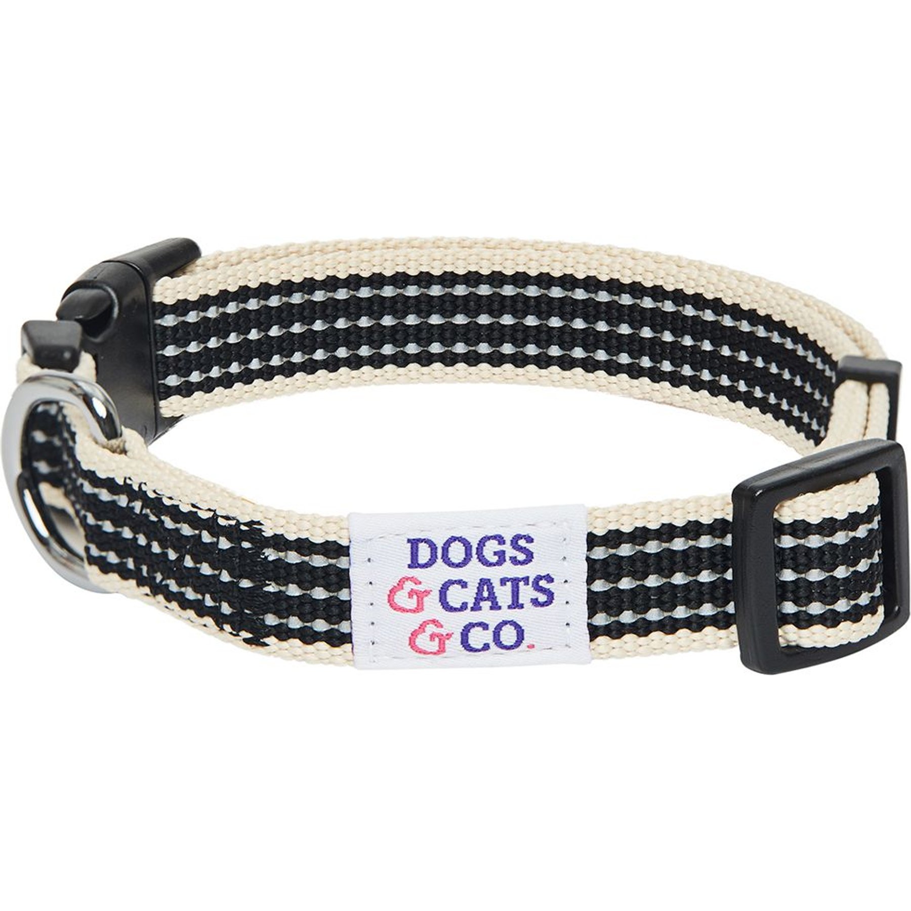 Dogs & Cats & Co. Polyester 3M Reflective Safety Dog Collar, True Black, Medium: 20-in neck, 3/4-in wide