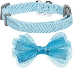 Dogs & Cats & Co. Polyester Safety Breakaway Classic Chiffon Bowtie with Bell Cat Collar, Aquamarine, One Size: 13-in neck, 3/8-in wide slide 2 of 4