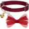 Show in main carousel: Dogs & Cats & Co. Polyester Safety Breakaway Classic Chiffon Bowtie with Bell Cat Collar, Burgundy, One Size: 13-in neck, 3/8-in wide slide 2 of 5