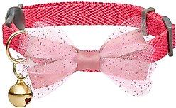 Dogs & Cats & Co. Polyester Safety Breakaway Classic Chiffon Bowtie with Bell Cat Collar, Watermelon, One Size: 13-in neck, 3/8-in wide