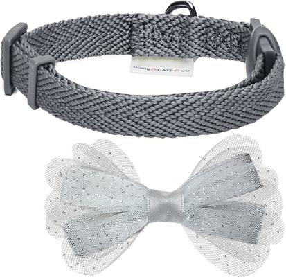 Show full view: Dogs & Cats & Co. Polyester Safety Breakaway Classic Chiffon Bowtie with Bell Cat Collar, Wild Dove, One Size: 13-in neck, 3/8-in wide slide 3 of 5