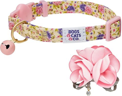 Show full view: Dogs & Cats & Co. Polyester Safety Breakaway with Bell Cat Collar, Floral Beige, One Size: 13-in neck, 3/8-in wide slide 3 of 5