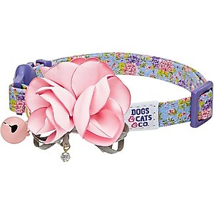 Dogs & Cats & Co. Polyester Safety Breakaway with Bell Cat Collar, Floral Lavender, One Size: 13-in neck, 3/8-in wide
