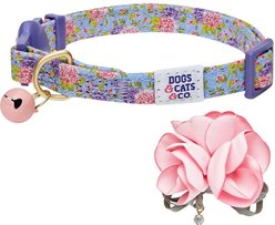 Dogs & Cats & Co. Polyester Safety Breakaway with Bell Cat Collar, Floral Lavender, One Size: 13-in neck, 3/8-in wide slide 2 of 4