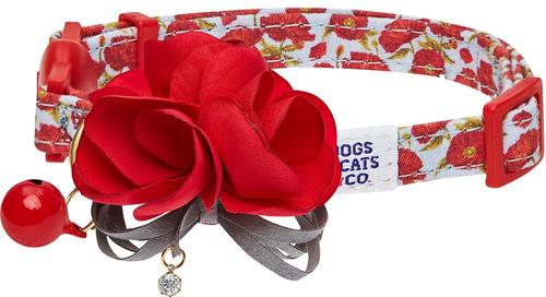 Show full view: Dogs & Cats & Co. Polyester Safety Breakaway with Bell Cat Collar, Poppy Flower Light Grey, One Size: 13-in neck, 3/8-in wide slide 1 of 4