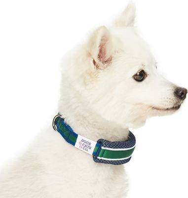 Show full view: Dogs & Cats & Co. Polyester Stripes Soft Padded Multi-Use Cover Dog Collar, Navy/Green, Medium: 20-in neck, 3/4-in wide slide 3 of 8
