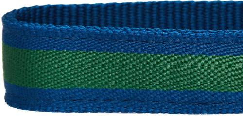 Show full view: Dogs & Cats & Co. Polyester Stripes Soft Padded Multi-Use Cover Dog Collar, Navy/Green, Medium: 20-in neck, 3/4-in wide slide 6 of 8