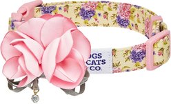 Dogs & Cats & Co. Red Flower AccessoryFloral Design Polyester Dog Collar, Beige & Pink, Large: 26-in neck, 1-in wide