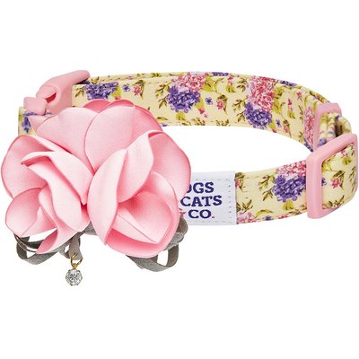 Dogs & Cats & Co. Dogs & Cats & Co. Red Flower AccessoryFloral Design Polyester Dog Collar, Beige & Pink, Large: 26-in neck, 1-in wide