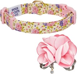 Dogs & Cats & Co. Red Flower AccessoryFloral Design Polyester Dog Collar, Beige & Pink, Small: 16-in neck, 5/8-in wide slide 2 of 7