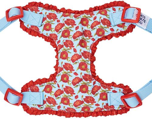 Show full view: Dogs & Cats & Co. Soft Fabric Adjustable Comfortable Fit Vest Dog Harness, Poppy Flower Turquoise, Medium: 22 to 26-in chest slide 6 of 7