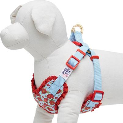 Show full view: Dogs & Cats & Co. Soft Fabric Adjustable Comfortable Fit Vest Dog Harness, Poppy Flower Turquoise, Medium: 22 to 26-in chest slide 3 of 7