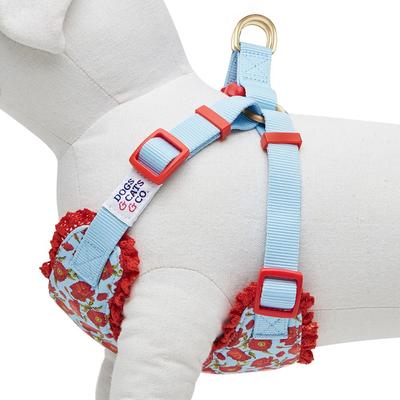 Show full view: Dogs & Cats & Co. Soft Fabric Adjustable Comfortable Fit Vest Dog Harness, Poppy Flower Turquoise, Medium: 22 to 26-in chest slide 4 of 7