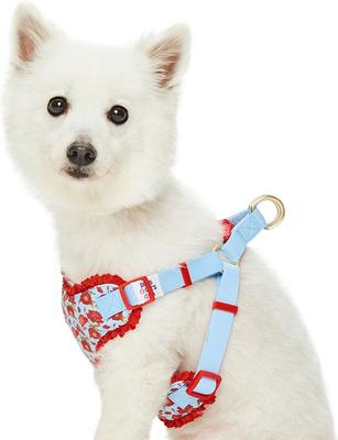 Show full view: Dogs & Cats & Co. Soft Fabric Adjustable Comfortable Fit Vest Dog Harness, Poppy Flower Turquoise, Medium: 22 to 26-in chest slide 2 of 7