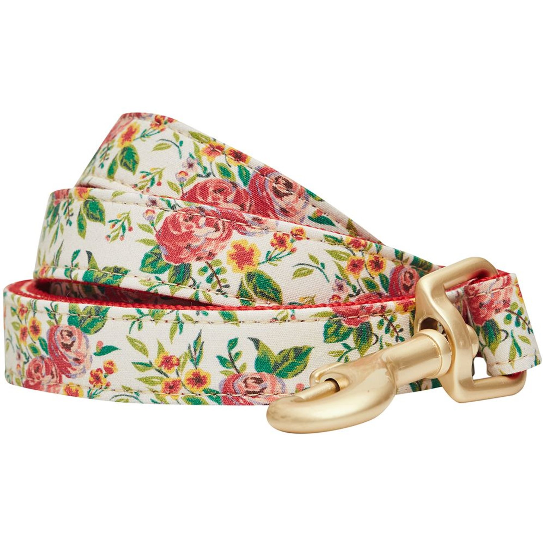 Dogs & Cats & Co. Spring Blossom Polyester Dog Leash, Beige & Red, Large: 4-ft long, 1-in wide