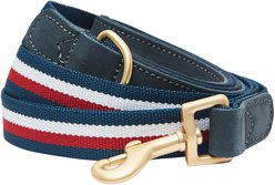 Dogs & Cats & Co. Tricolor Striped Suede Leather & Polyester Dog Leash, Navy Blue, Medium: 6-ft long, 3/4-in wide
