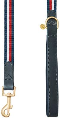 Show full view: Dogs & Cats & Co. Tricolor Striped Suede Leather & Polyester Dog Leash, Navy Blue, Medium: 6-ft long, 3/4-in wide slide 3 of 4