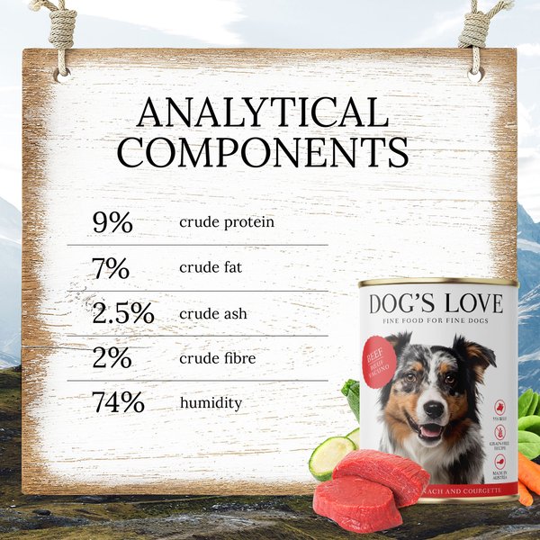 Show full view: Dog's Love Super Premium Natural Single Protein Limited Ingredient Adult Classic Beef Canned Dog Food, 14.1-oz can, 6 count slide 7 of 10