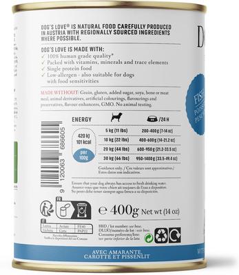Show full view: Dog's Love Super Premium Natural Single Protein Limited Ingredient Adult Classic Fish Canned Dog Food, 14.1-oz can, 6 count slide 3 of 10