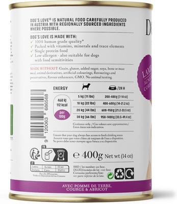 Show full view: Dog's Love Super Premium Natural Single Protein Limited Ingredient Adult Classic Lamb Canned Dog Food, 14.1-oz can, 6 count slide 3 of 10
