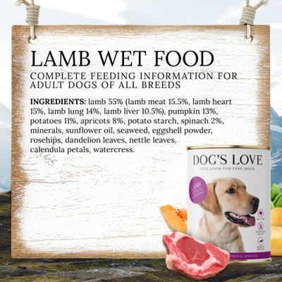 Show full view: Dog's Love Super Premium Natural Single Protein Limited Ingredient Adult Classic Lamb Canned Dog Food, 14.1-oz can, 6 count slide 6 of 10