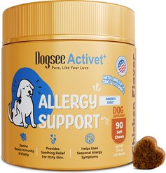 Dogsee Activet+ Allergy Support Chicken Flavor Supplement Chews for Dogs, 90 count