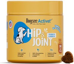 Dogsee Activet+ Hip & Joint Chicken Flavor Supplement Chews for Dogs, 90 count