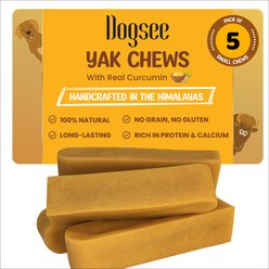 Dogsee Himalayan Yak Cheese with Turmeric/Curcumin Dog Chew Treats, Small, 5 count