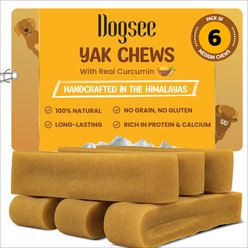 Dogsee Himalayan Yak Cheese with Turmeric Medium Natural Dog Chews, 6 count
